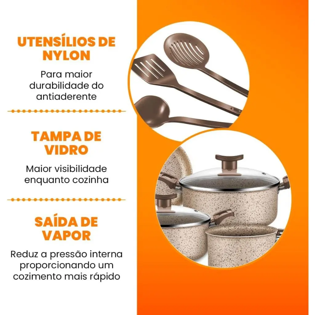 3 utensílios em nylon inclusos